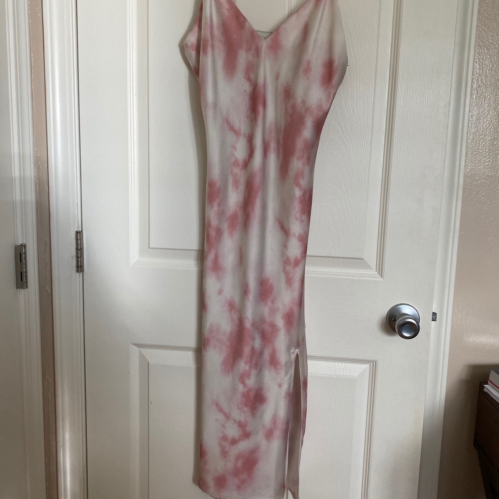 Pink tie dye slip dress